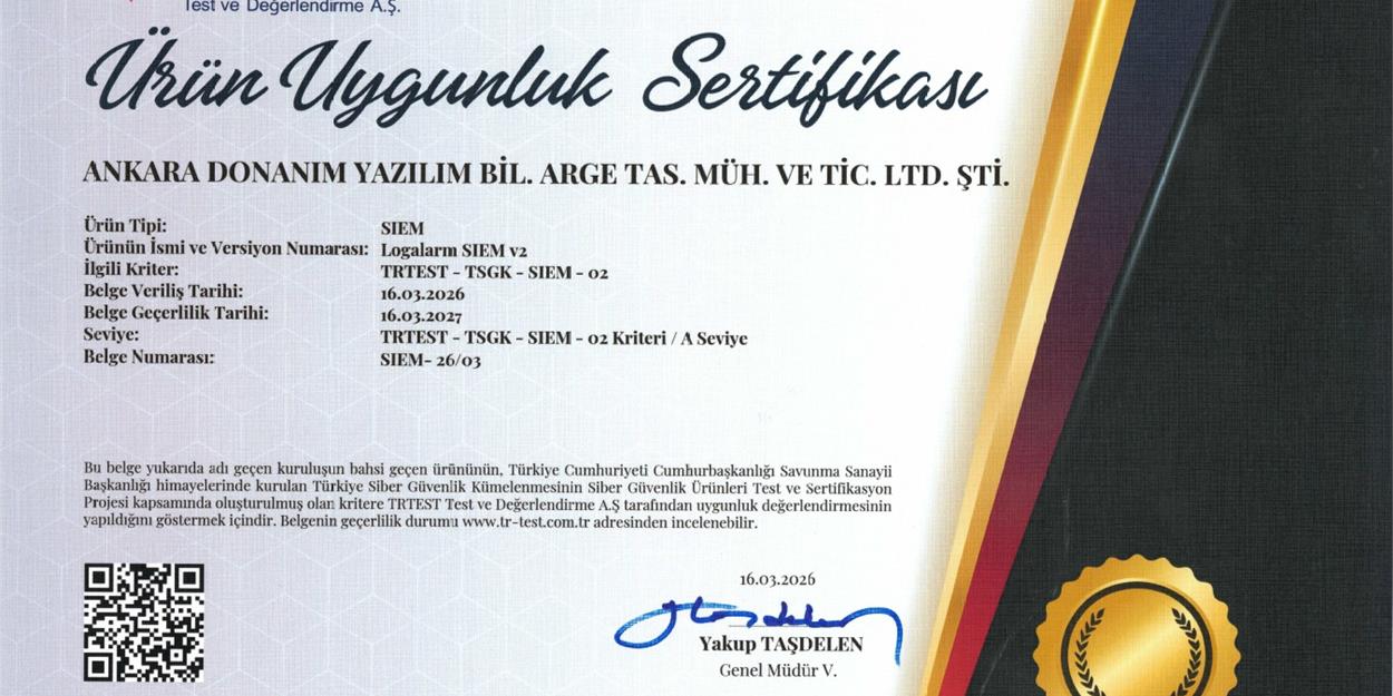 Logalarm SIEM’e TRtest’ten “A Seviye” Onayı!